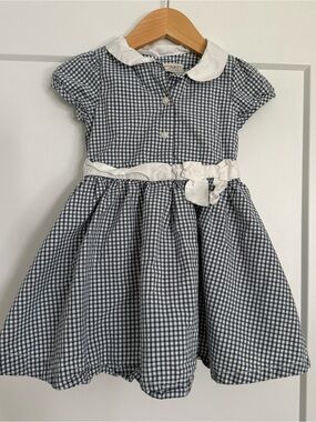100% organic cotton hope&henry Gingham dress w Peter Pan Collar